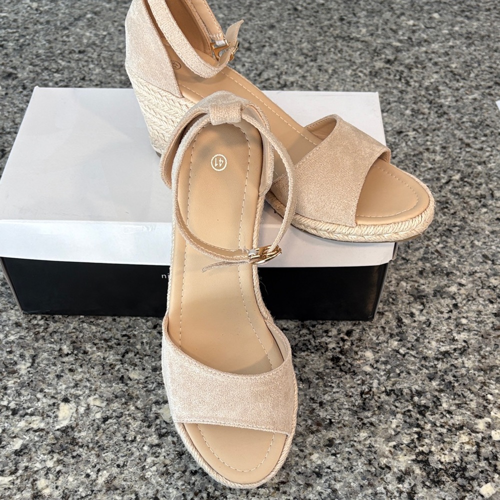Elegant Beige Wedge Sandals never worn